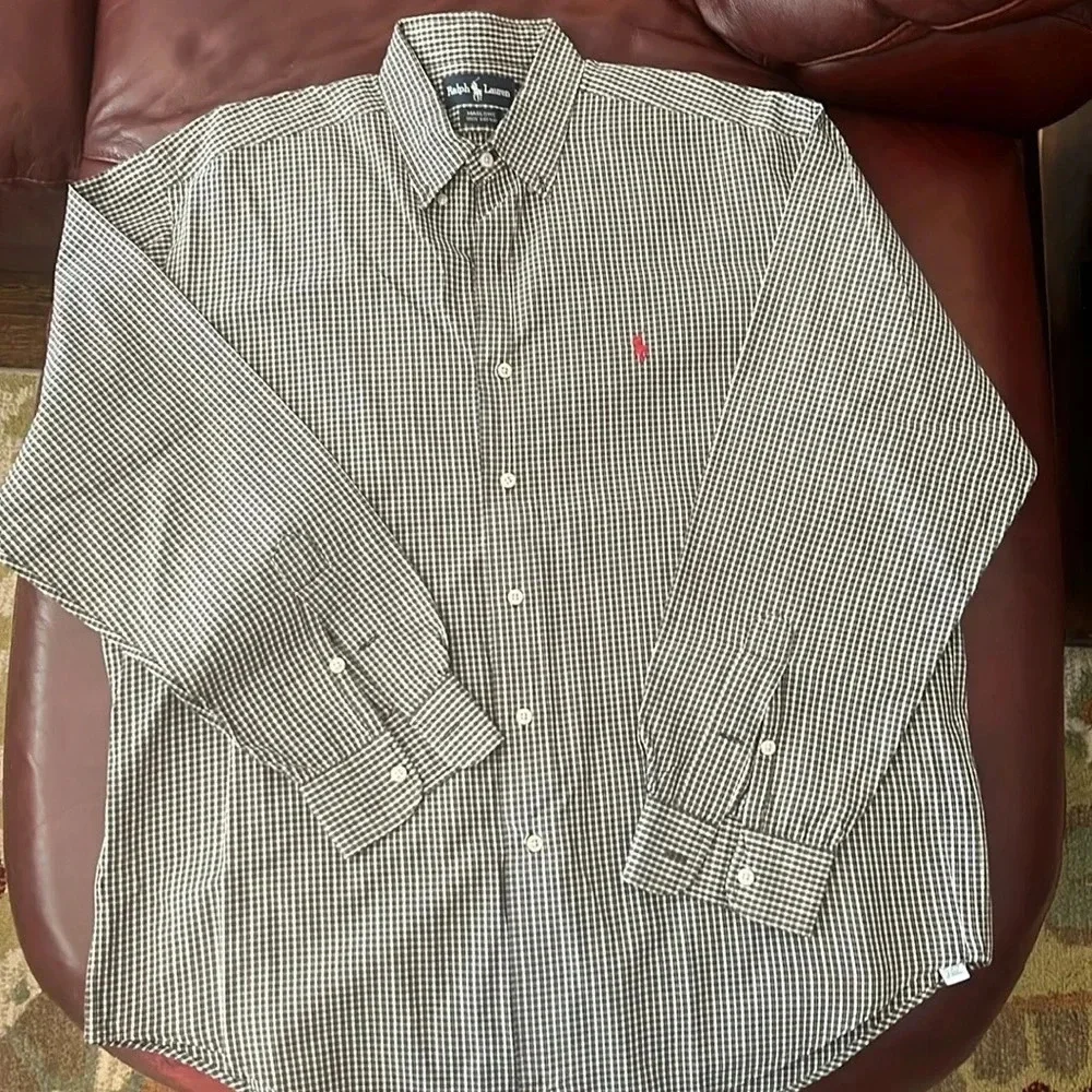 Vintage Polo Ralph Lauren Marlowe Mens L Black Red White Plaid pony Logo